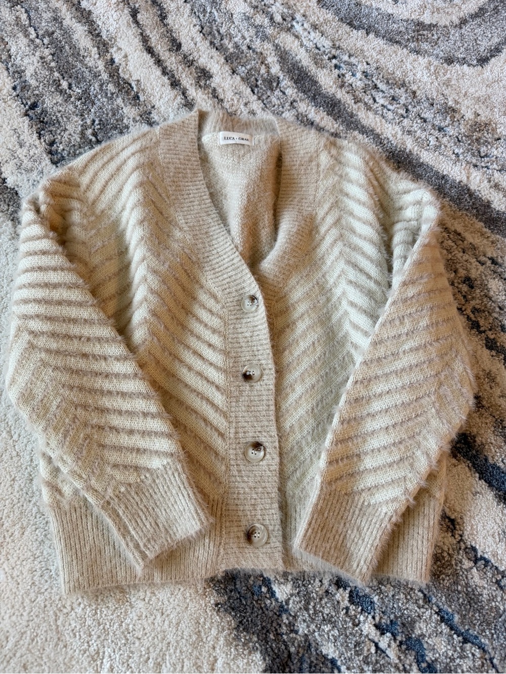 Cream Cozy V-Neck Button Cardigan Sweater